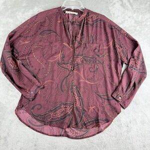 Abercrombie & Fitch Tunic Top Small Burgundy Paisley Tasseled Boho‎ Oversized